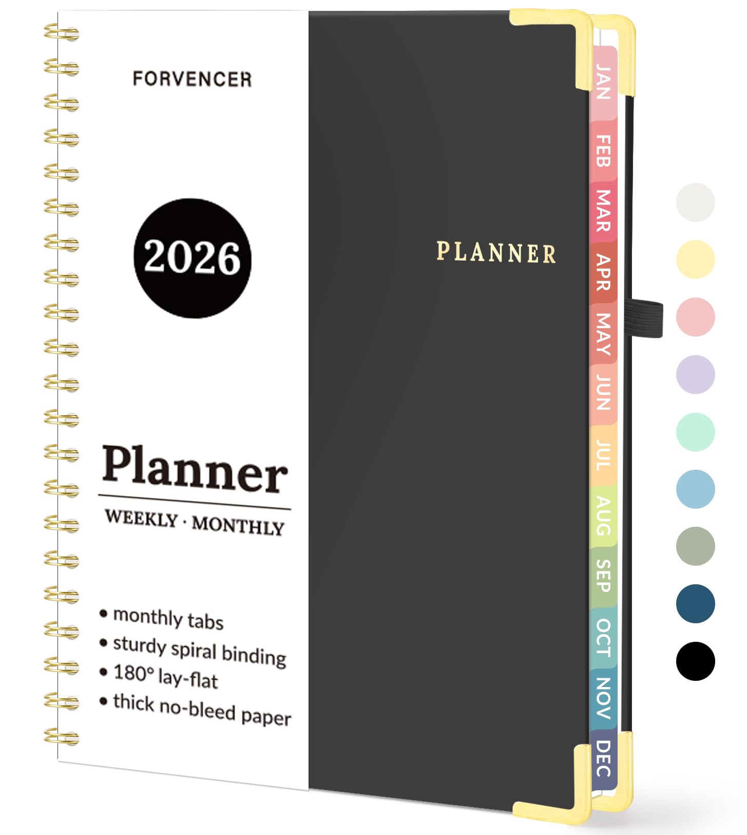 Photo 1 of 2026 Planner, Forvencer Calendar Planner Weekly and Monthly, January 2026-December 2026, 8.5" X 11", Hardcover Agenda Book with Tabs, Cute Daily Journal Planning with Inner Pocket, Home College Organizer Notebook for Office School Supplies, A4, Black