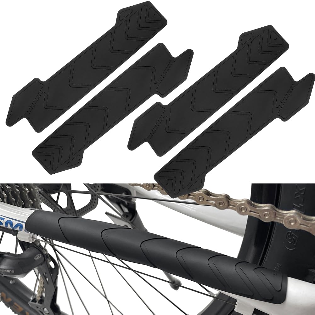 BESNIN Chainstay Protector, Silicone MTB Frame Guard – Self-Adhesive Anti-Scratch Chain Guard for Mountain Bike, Gravel & E-Bike (Textured Finish, 4 Pack)