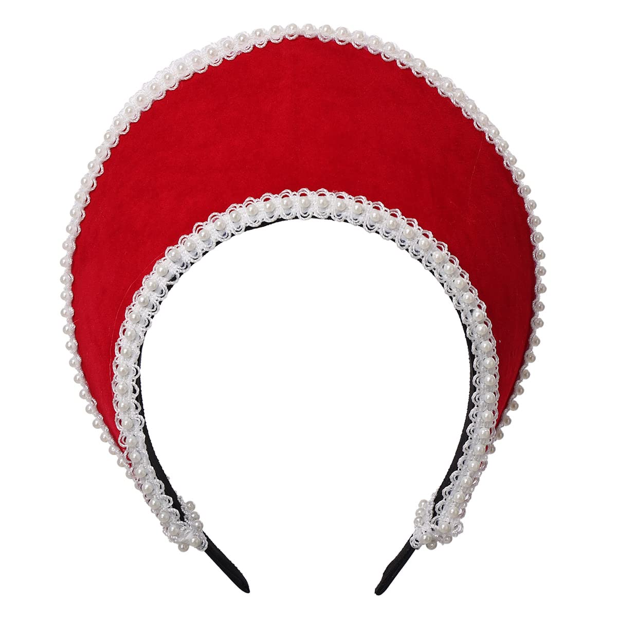 BPURB Victorian Vintage Headwear for Women Pilgrim Costume Accessory Anne Boleyn Hat Elizabethan Tudor Coronet (Red)