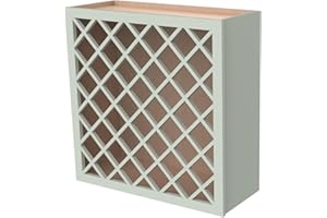 CozyHommie Solid Wood RTA Wine Bottle Rack Wall Cabinet with Lattice Panels - Wine Bottle Holder Storage for Bar, Pantry, or Dining Room and Kitchen(Jade Green, 24”W × 12”D × 30”H)