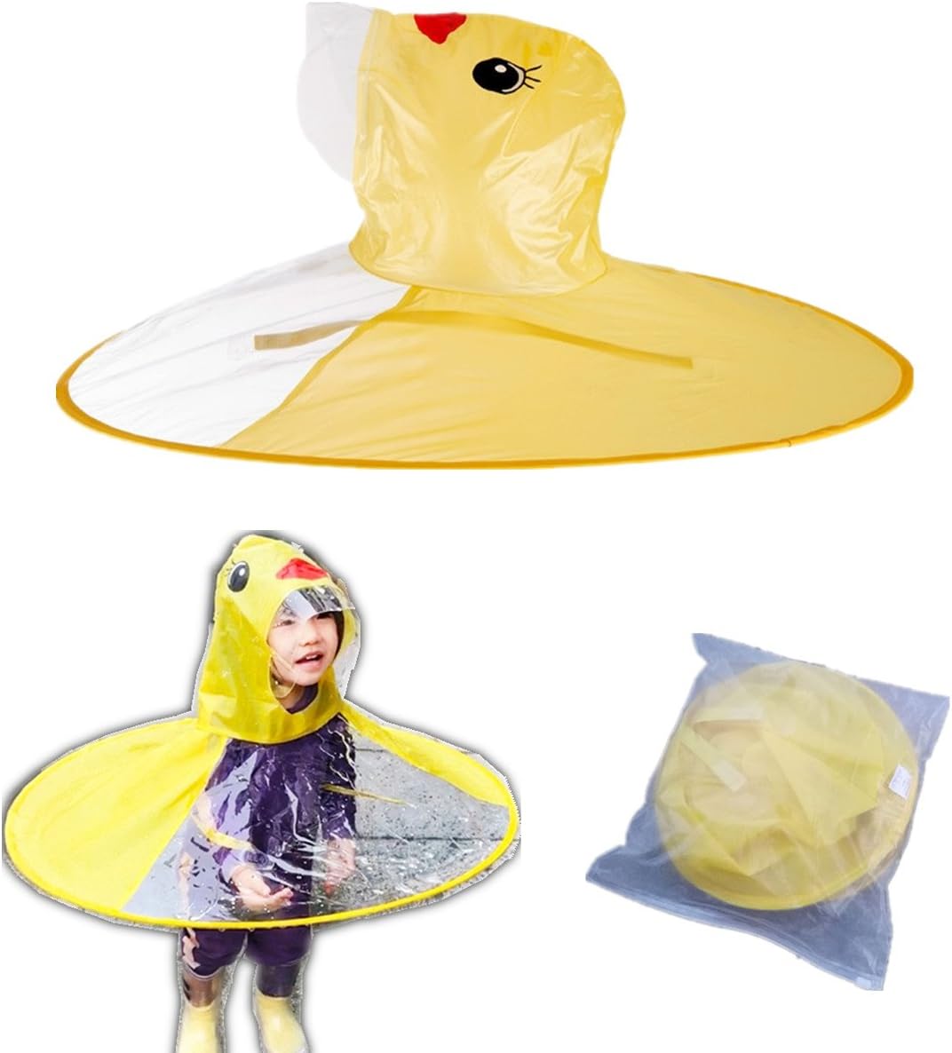 Creative Foldable Raincoat Poncho UFO Hands-Free Umbrella Cute UFO Cap Children Raincoat (S(70cm-110cm))