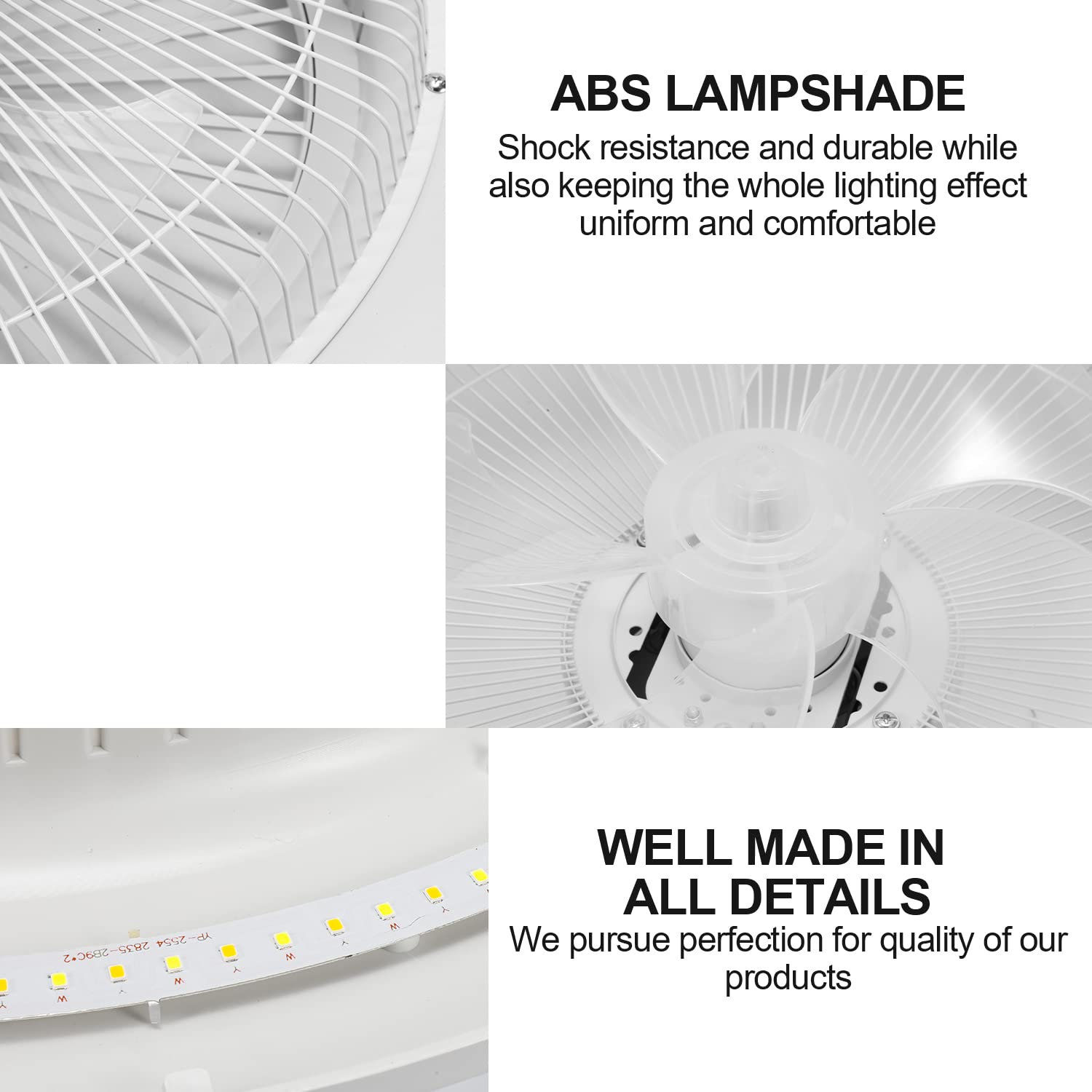 Hebitod 80W Ventilateur de plafond avec Lumière et Télécommande, LED Fan Plafonnier avec éclairage, 6 Vitesses de Vent, Température de Couleur Réglables, Timing, Mode été Hiver, Salon Chambre