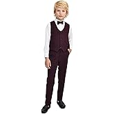 Lilax Boys Formal 4 Piece Dress Shirt, Pants and Tie and Vest Suit Set