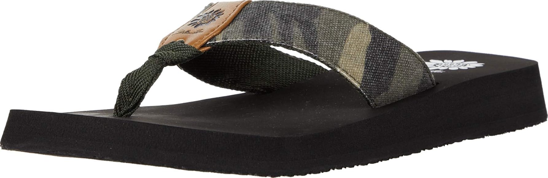 yellow box camo flip flops
