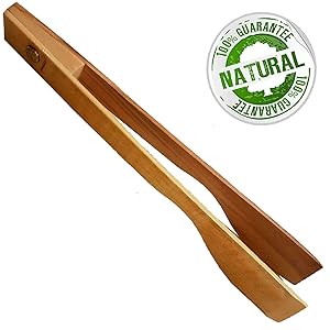 Wooden Toaster Kitchen Tongs 12 Inch - Large Wood Tongs Utensils for Cooking and Holding, Toast, Bacon, Muffin, Bagel, Bread%100 Natural Beechwood