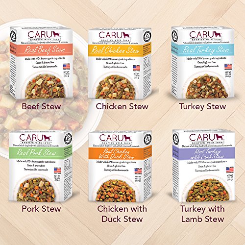 CARU REAL TURKEY WITH LAMB STEW FOR DOGS, NATURAL ADULT WET DOG FOOD WITH ADDED VITAMINS AND MINERALS, FREE FROM GRAIN, WHEAT AND GLUTEN (12.5 OZ)