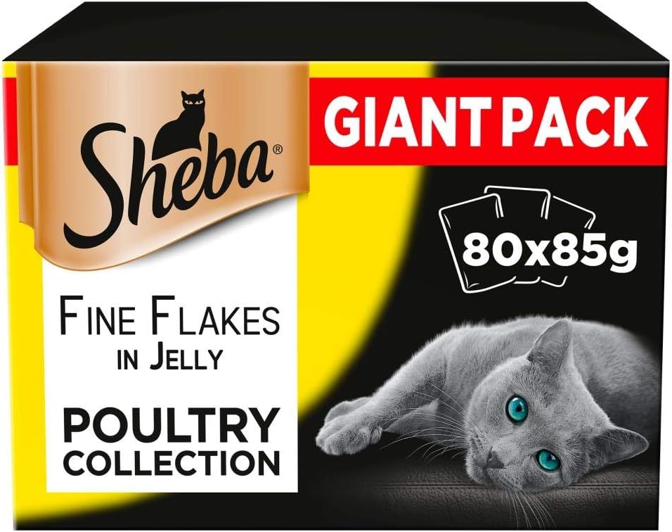Sheba Fine Flakes Cat Food Pouches Poultry Collection In Jelly 80 X 85g Amazon Co Uk Pet Supplies