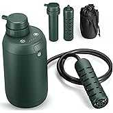 BKLES Portable Water filetr Camping Dual 0.01 Micron Water Filtration System for Outdoor Backpacking, Hiking, Emergency - Dual Filters Version - Green