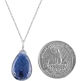 InfinityGemsArt Blue Sapphire Pendant Necklace for Women, Birthstone, Natural Gemstone Cabochon Pear, Dainty Handmade Jewelry, Chakra Energy Healing Crystals, 925 Sterling Silver Chain 18 inch