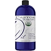 Dr Joe Lab Castor Oil Organic, Cold Pressed Organic Castor Oil, Unrefined, Pure USDA Certified Hexane Free Non GMO - Natural Moisturizing Hydrating Hair Skin Face Body Nails - 32 Oz