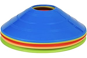 RNXRB TIANOR 10 Pack Durable Disc Cones Sets Playing Field Marker for Agility Training, Football, Kids, Sports, Cone Markers (5 Colors), red,orange,yellow,green,blue, Small