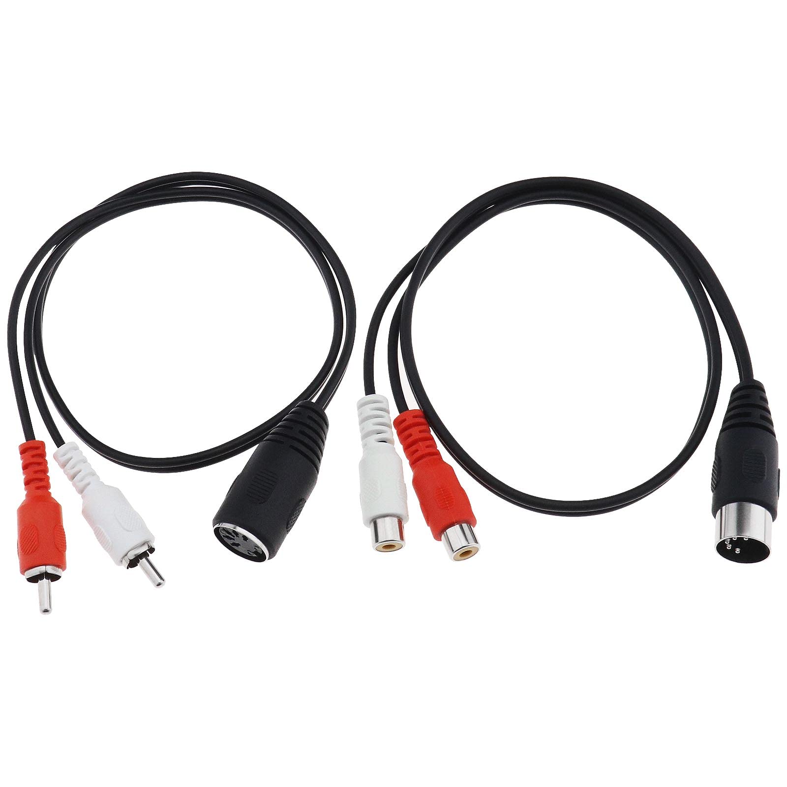 EMSea 2Pcs DIN 5 Pin to 2 RCA Cable Replacement 5-pin Din Male Female Plug to 2 RCA Male Female Connectors Cable Accessories for Speaker Hi-Fi Equipment Stereo System