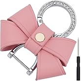 FINGERINSPIRE Leather Bowknot Keychain Pearl Pink Bow Keychain for Woman with Screwdriver Zinc Alloy Rhinestone Key Rings PU Pendant Decorations Key Rings
