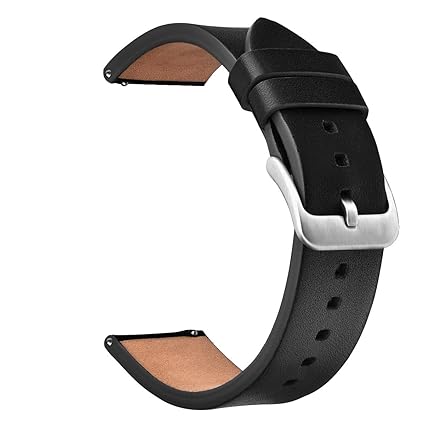 V-MORO Black Band Compatible with Galaxy Watch 46mm Band/Gear S3 Classic/Frontier Bands 22mm Leather Strap with Stainless Steel Buckle for Samsung ...
