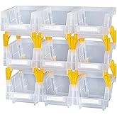AERCANA Plastic Garage Stacking Hanging Storage Bins,5-1/3"X4-1/5 X3,Clear,9 pack