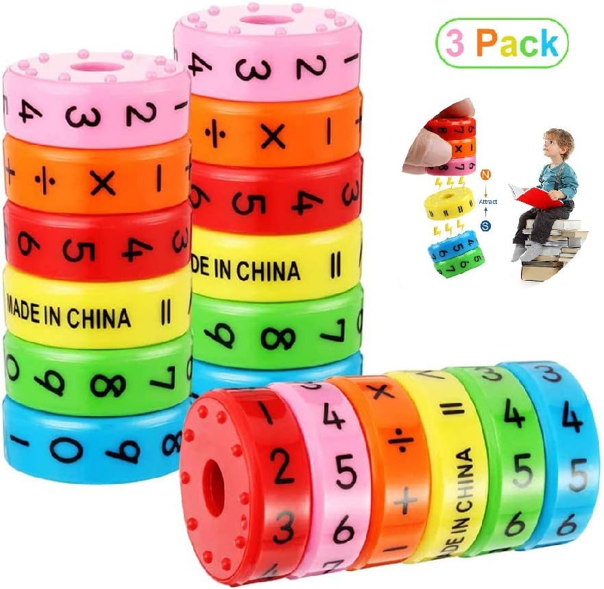 Math Number Patterns Toy 3pcs Maths Educational Toys, Magnetic Learning Cylinder Numbers, Math ...