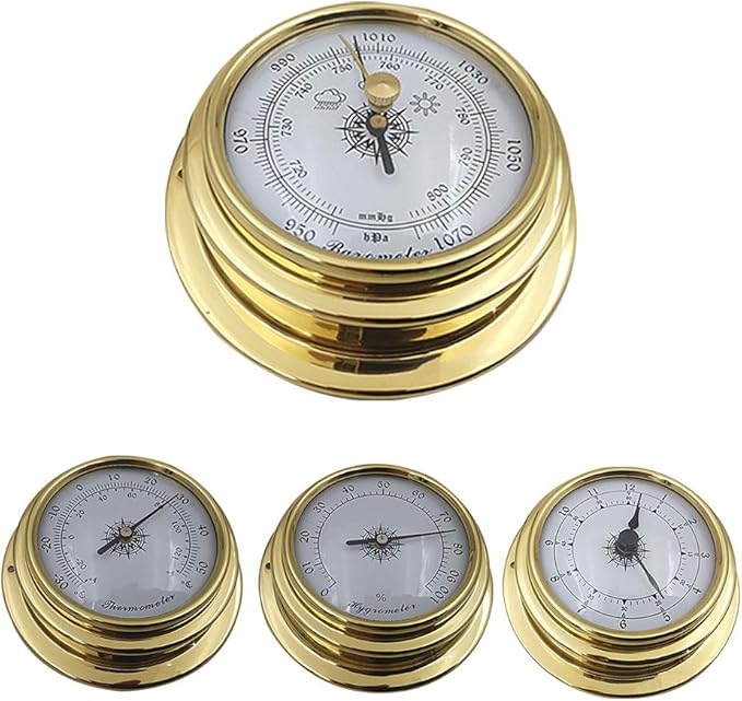 SQER Dial Barometer Clock Thermometer Hygrometer, 4Pcs Analogue Weather