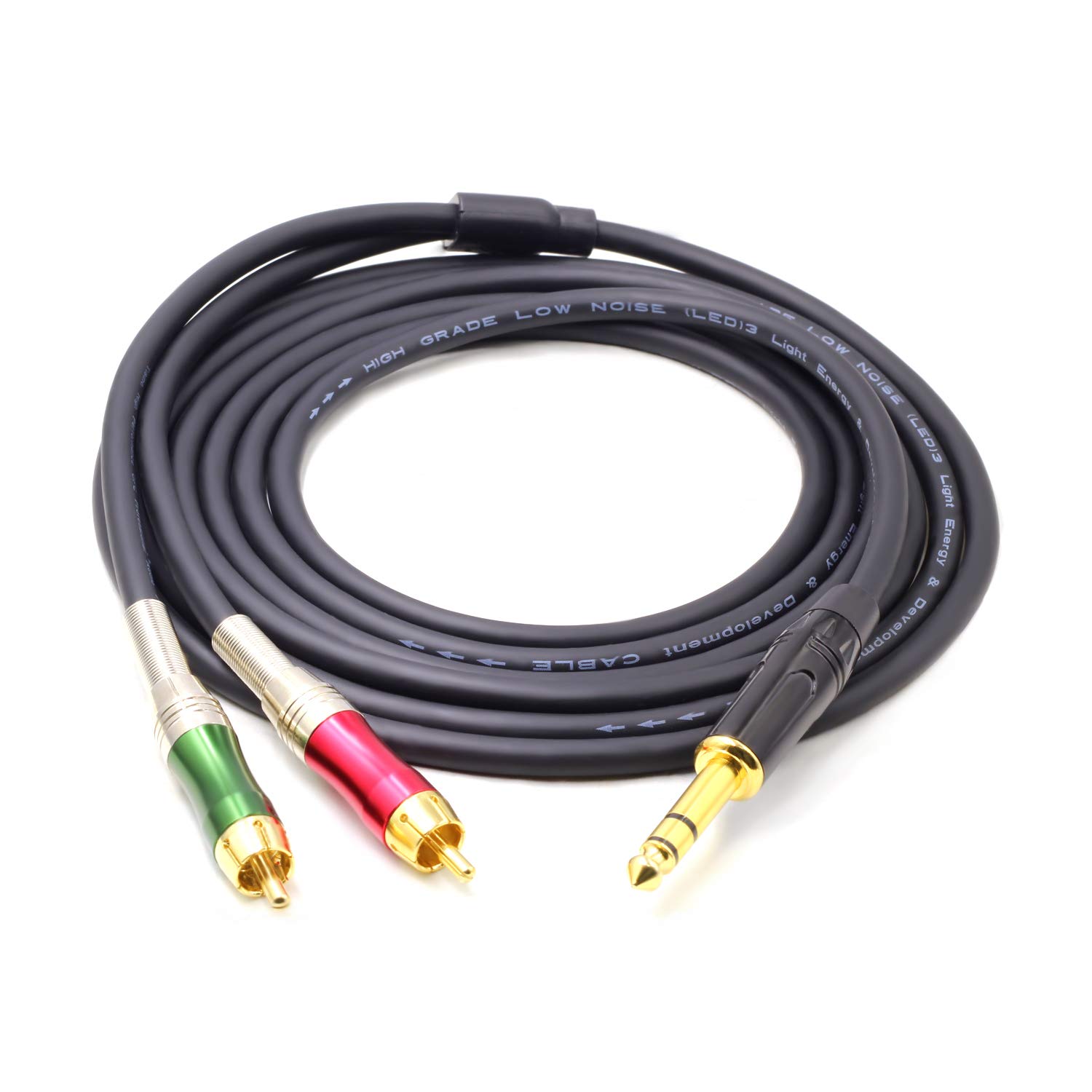 SiYear Gold-Plated 6.35mm 1/4 inch Male TRS Stereo Plug to Dual RCA Phono Male Audio Y Splitter Cable,Connector Wire Cord Plug (3M)