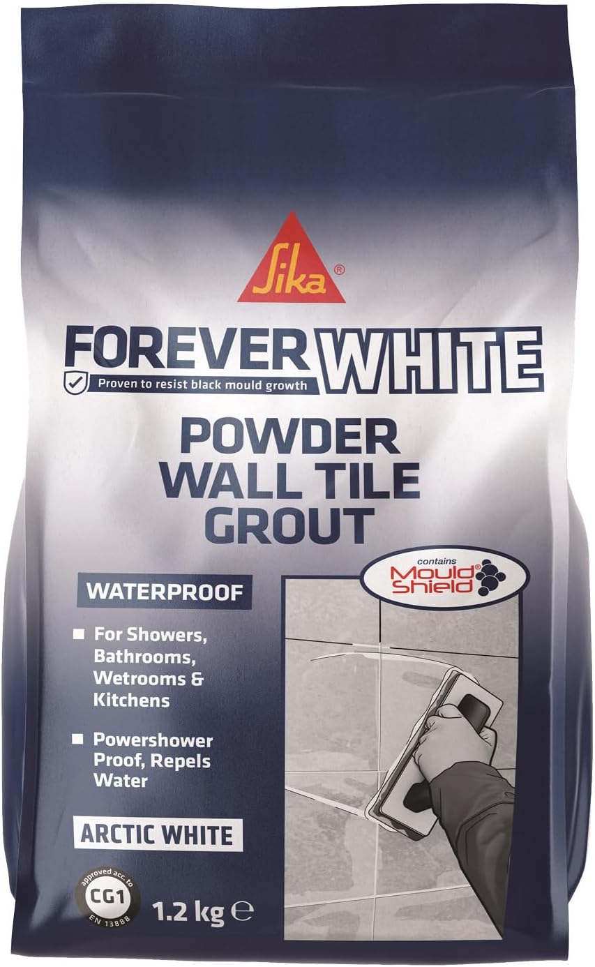 Sika Forever White Powder Wall Tile Grout - Water Resistant Mould Shield Arctic