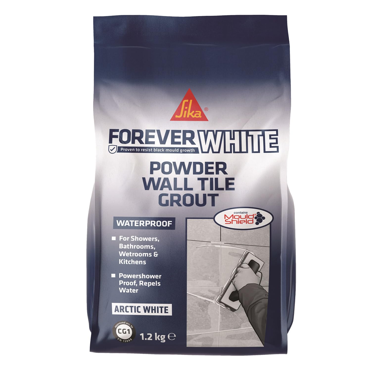 Sika Forever White Powder Wall Tile Grout – Water Resistant – Contains Mould Shield – Suitable for Interior Use Only – Arctic White – 1.2kg