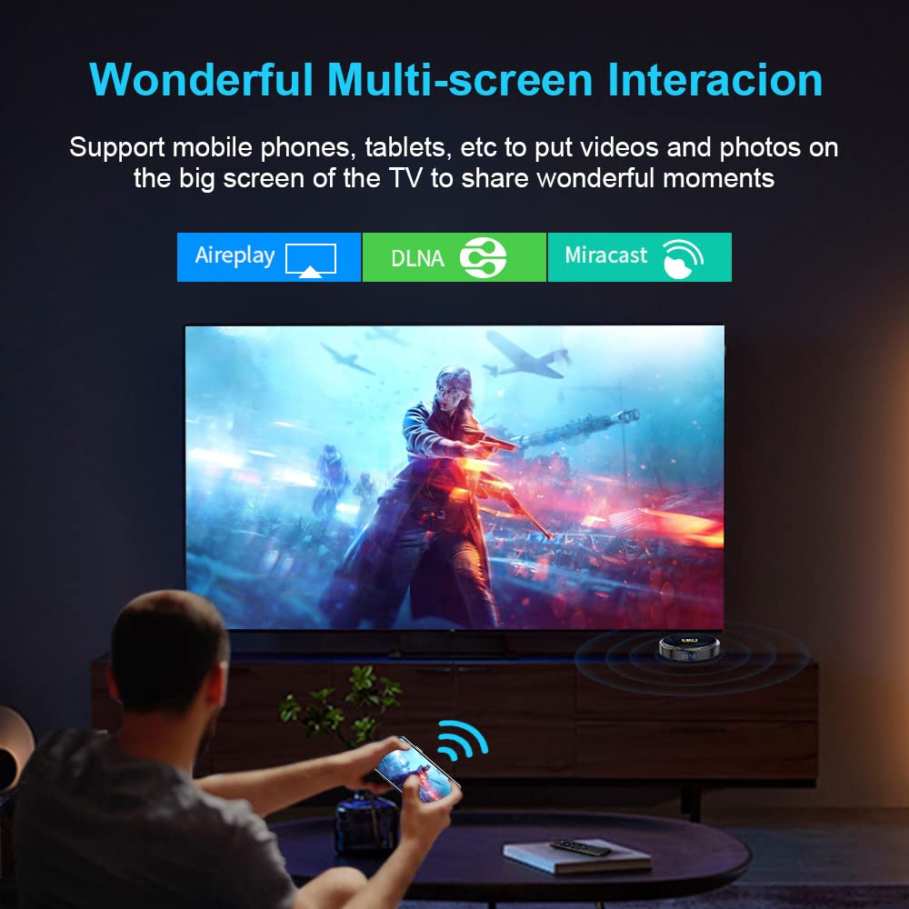 Android Box, Android 12.0 TV Box with 4GB RAM 32GB ROM Allwinner H618 Quad-Core 64-bit Cortex-A53, Builtin 2.4GHz/5.0GHz WiFi6 Bluetooth 5.0+, Support H.265/3D/8K Ultra HD/HDMI 2.0 Smart TV Box
