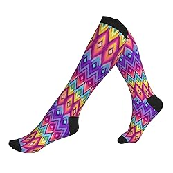 aipoase Rainbow Geometry Compression Socks Knee