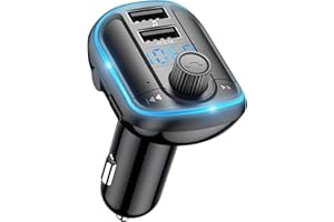 WODGREAT Bluetooth FM Transmitter for Car, Upgraded QC3.0 & 5V/1A Dual USB Charger Bluetooth Car Adapter Wireless Radio, Blue LED Backlit Light, Hands-Free Calling, Support USB Drive TF Card - T829S