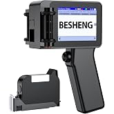 BESHENG Handheld Inkjet Printer, Batch Code Printer for QRCode Time Picture Number, Small Date Printer with 42ml Fast Drying Ink Cartridge for Many Materials Inkjet Coder Print Height 0.08-0.5Inch