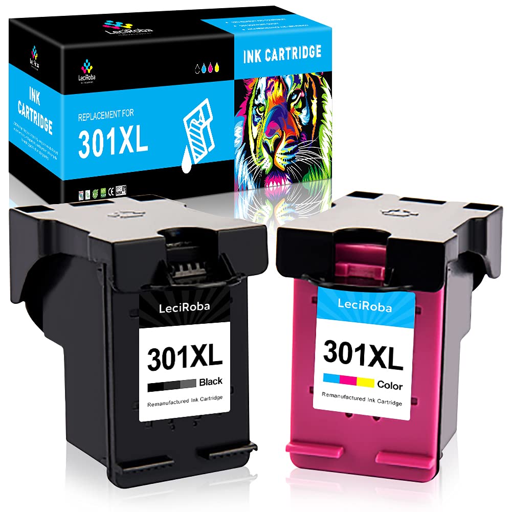 LeciRoba 301 XL for hp 301 ink cartridges combo pack for Deskjet 1000 1510 1512 1514 2050 2540 2544 Deskjet 3000 3050 3050A ENVY 4500 4502 4507 5536 Officejet 2620 2622 4636 4630 (2Pack)