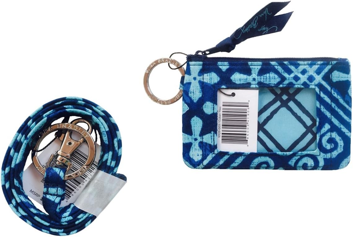 Vera Bradley Zip Id Case and Lanyard in Cuban Tiles Clothing