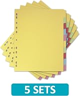 Elba A4+ Yellow 10 Part File Dividers 5 Pack for Binders Punched Pockets view 2