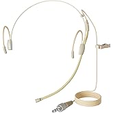 J K Pro Earhook Headset Headworn Microphone MIC-J 060 Compatible with Sennheiser Wireless Bodypack Transmitter - 1/8'' TRS Locking Screw Plug