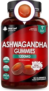 New Leaf Ashwagandha Gummies 1200mg 60 Vegan No Artificial Colours Flavours UK view 7
