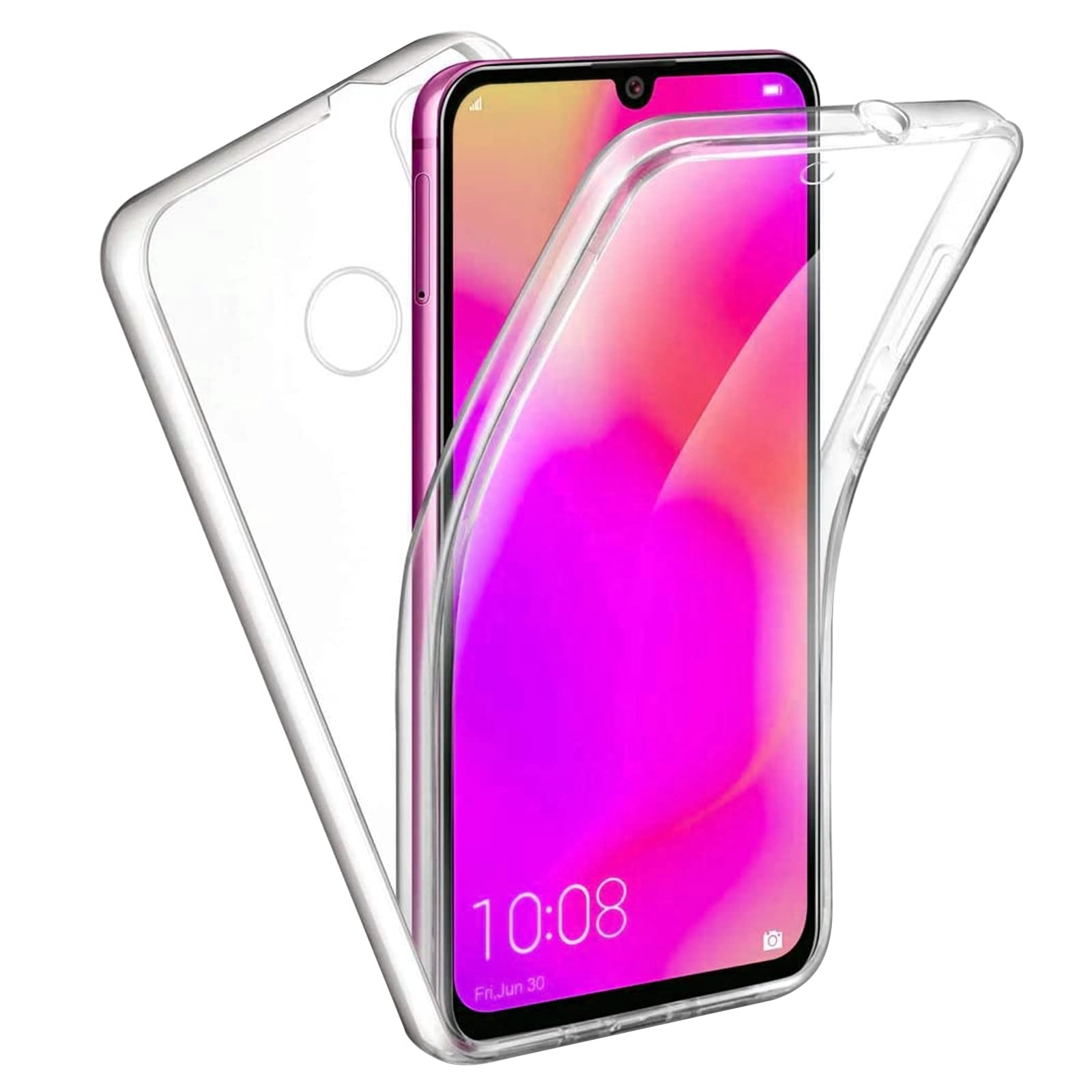 TBOC Case for Huawei P30 Lite [6.15"] Cover [Transparent] Complete [Front: Silicone] [Back: Hard Plastic] Full Body [360 Degree] Protection Mobile Protective Bumper Shockproof Anti Scratch