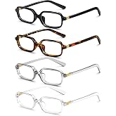 XIMenNaO 4 Pack Blue Light Glasses for Women and Men, Rectangle Frames | Lightweight Blue Light Blocking Computer Glasses, Retro Narrow Frame with UV400 Protection for Work and Everyday Screen Use