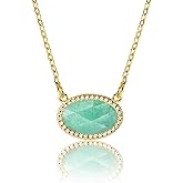 LETKLYB 14K Gold Plated Pendant Necklace for Women Oval Cut Gemstone Crystal Pendant Necklaces Birthday Gifts for Women Mom Wife Friends