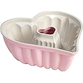 Paris Hilton Heart Shaped Fluted Cake Pan, Cast Aluminum with Clean Ceramic Nonstick Bakeware, Dishwasher Safe, Made without PFAS, PFOA, PFOS & PFTE, 9-Inch, Pink