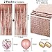 Rose Gold Party Decoration Set, Include 2 Pieces 3 by 8 ft Foil Fringe Door Curtains, 12 by 108 Inches Sequin Table Runner, 20 Pieces Balloons and 2 Rolls Foil Ribbon for Party Supplies (Rose-Gold)