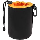 AIToWisely M Size (Medium) Camera Lens Pouch, Thick Protective Neoprene Bag Storage Cover Case with Drawstring Design, Soft Plush Interior, Compatible for Canon, for Nikon, for Sony DSLR Lenses