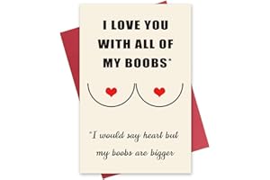 Yerasiw Funny Anniversary Card, Birthday Card, Love You with All of My Bo*bs Card for Boyfriend Husband Him