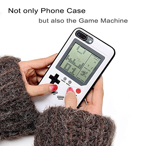 Game Phone Case Compatible for iPhone 7Pus / 8Plus, SIKSIN Tetris Gameboy Gaming Cover Case Bumper Cushion with Game Display Back Compatible for iPhone 7Pus / 8Plus White