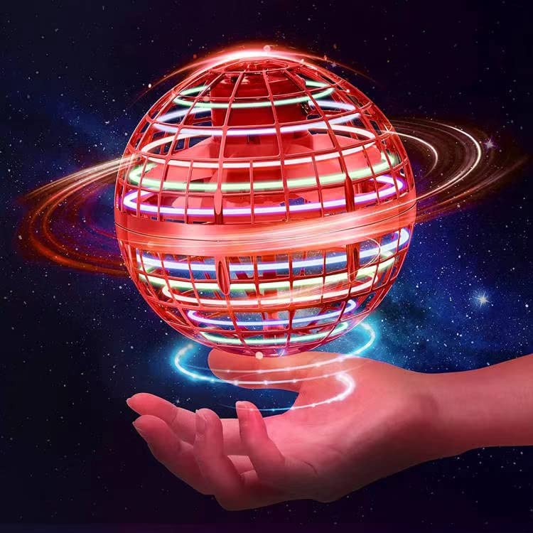 ASORT Magic Flying Ball UFO Ball, Flying Orb Hover Ball, LED Flying Spinner Boomerang Orb Flying Ball, Fly UFO Mini Drone for Children, Drone Gift Toy for Children Indoor and Outdoor (Red)