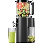 Cold Press Juicer, 6.1" Wide Feed Chute Juicers with 350w Power Motor, Slow Masticating Juicer Machine with High Juice Yield 