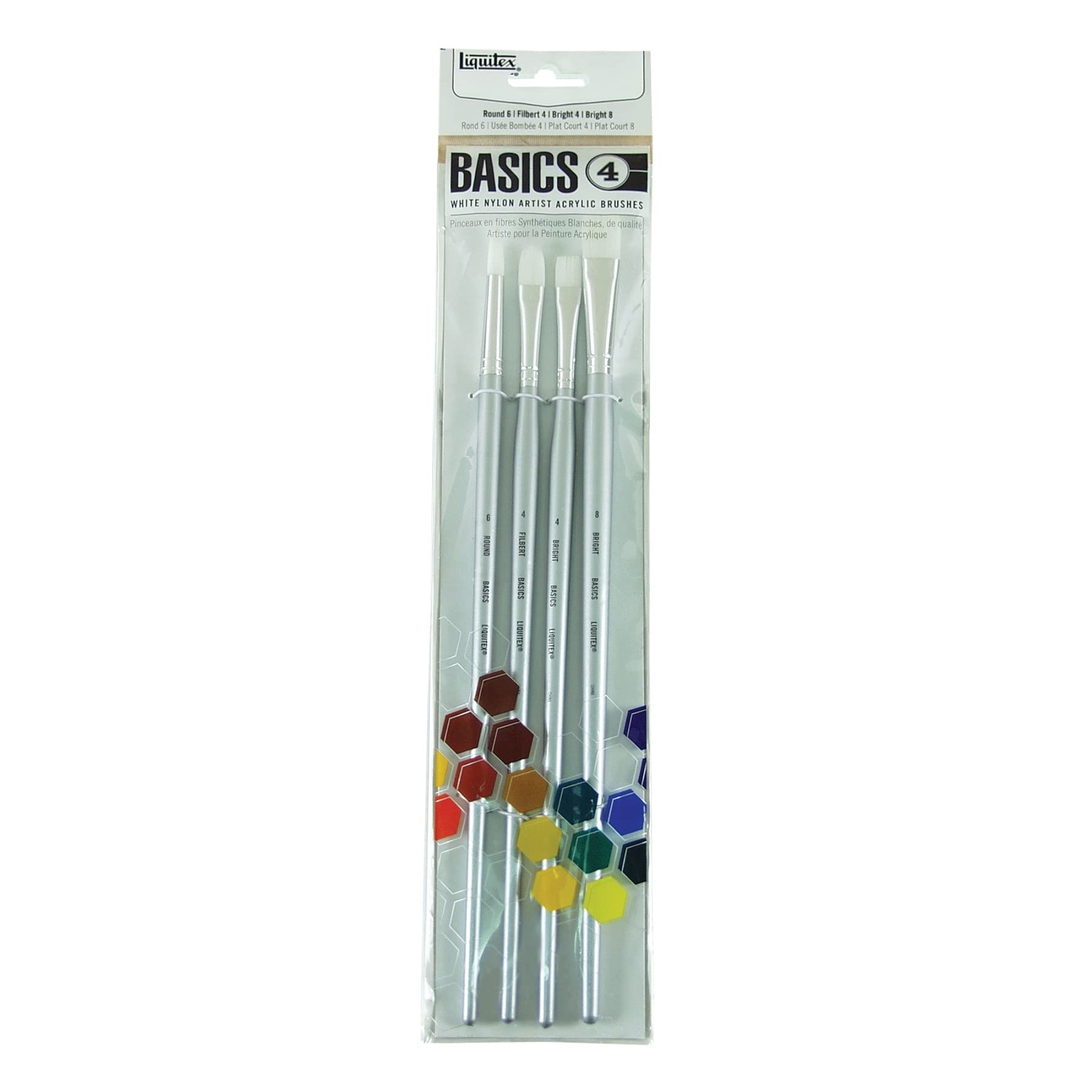 Liquitex Basics Brush Pk 4 L/H, Nylon, White, 4-Pack