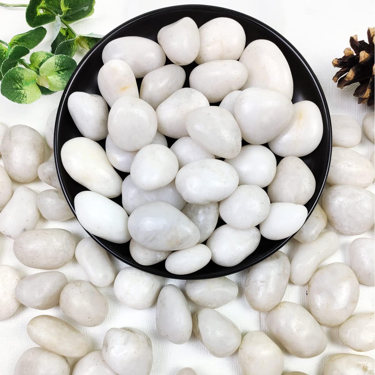 Hardscaping Materials - YISZM 20lbs Natural Decorative White Pebbles, 3/4-1 1/4 Inch High Polished River Rock Stones for Plants Vase Fish Tank Aquariums Landscaping Garden Outdoor and Indoor DIY