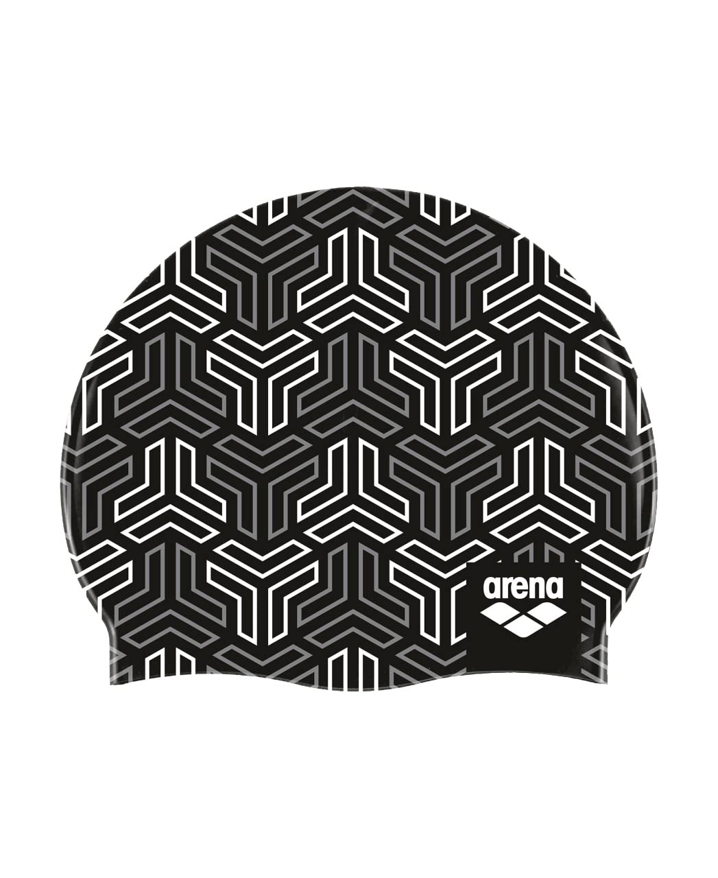 Arena Print 2 Unisex Silicone Swim Cap for Adults, Women and Men Intensive Training Comfortable Non-Slip Long Hair Swimming Hat, X