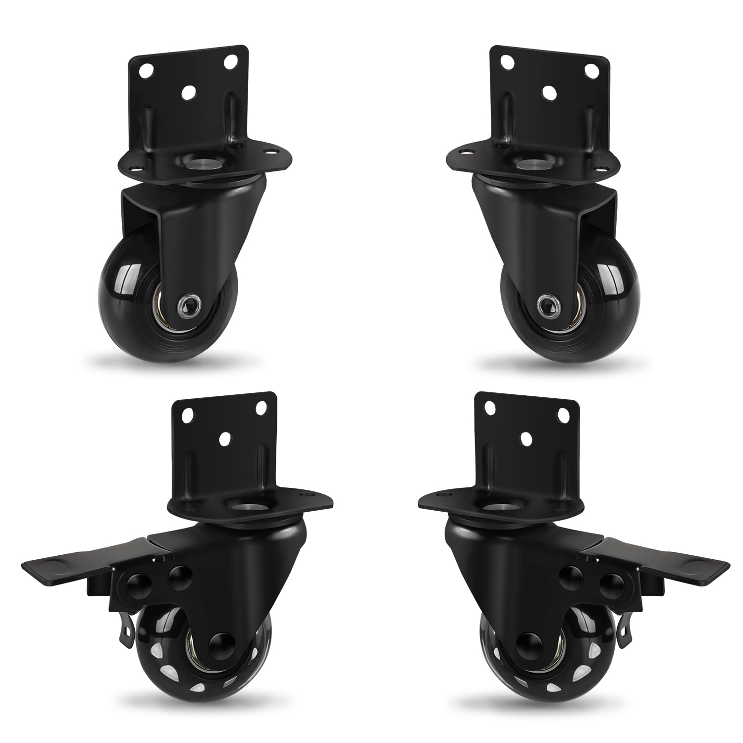 JadwigaS Side Mount Casters Set Of 4 With 4 Metal Brakes,Wheels For