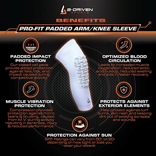 image for B-Driven Sports | Padded Knee & Arm Compression Athletic Sleeves | Dur