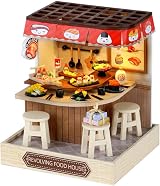 CUTEROOM DIY Miniature House Kit with Furniture LED Dust Cover Food House