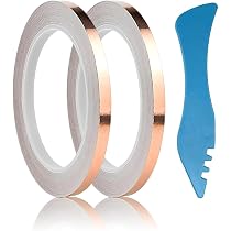 2 Rolls Copper Foil Tape, 1/4" Wide X 65.6 Ft - Conductive Adhesive Tape For Stained Glass & Crafts